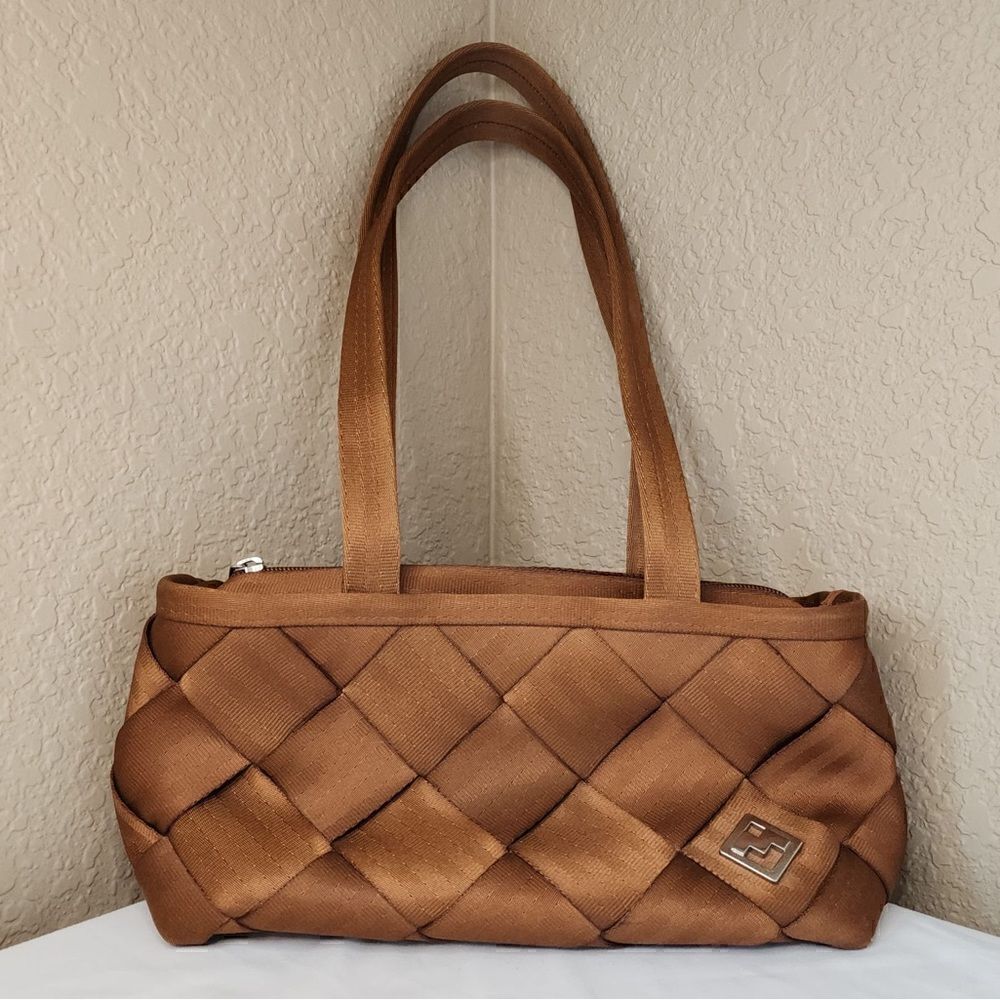 Maggie Bags- Women’s Tan Recycled Seat Belt Bag Purse Over Shoulder Purse